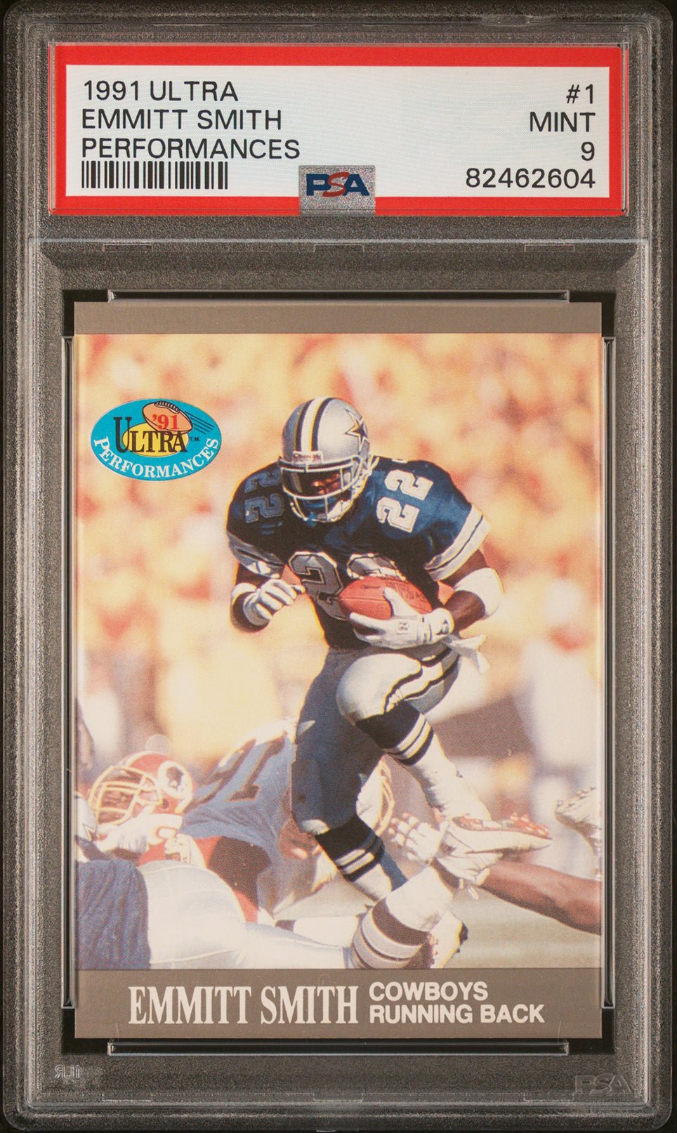 EMMITT SMITH PSA 9 1991 Fleer Ultra Performances #1 Football Graded Cards Insert - Hobby Gems