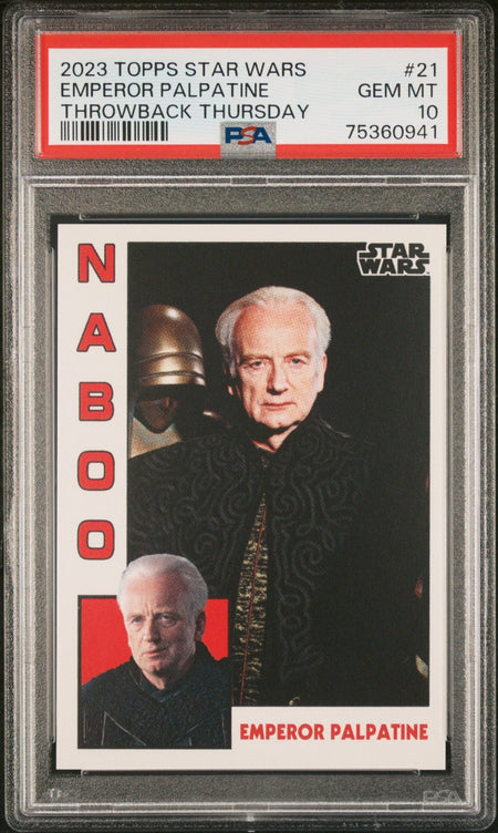 EMPEROR PALPATINE PSA 10 2023 Topps Star Wars Throwback Thursday TBT #21 C1 Star Wars Base Graded Cards - Hobby Gems