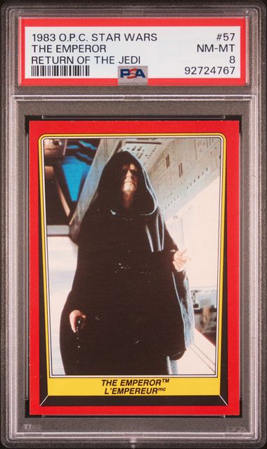 EMPEROR PSA 8 1983 O - Pee - Chee OPC Star Wars Return of the Jedi #57 C1 Star Wars Base Graded Cards - Hobby Gems