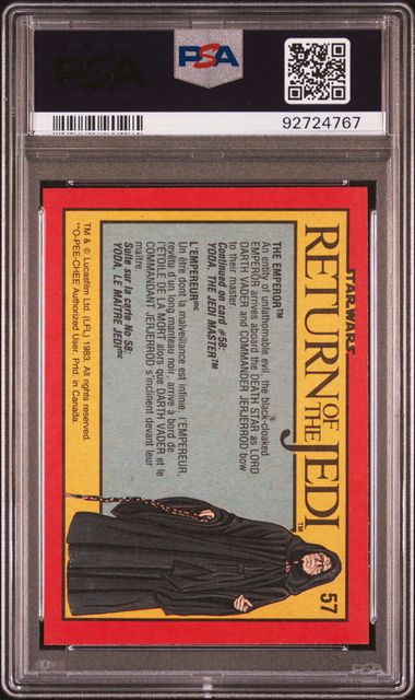 EMPEROR PSA 8 1983 O - Pee - Chee OPC Star Wars Return of the Jedi #57 C1 Star Wars Base Graded Cards - Hobby Gems