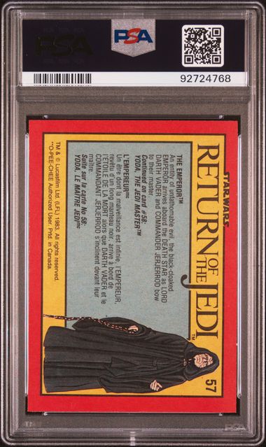 EMPEROR PSA 8 1983 O - Pee - Chee OPC Star Wars Return of the Jedi #57 C2 Star Wars Base Graded Cards - Hobby Gems