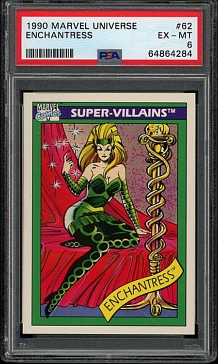 ENCHANTRESS PSA 6 1990 Impel Marvel Universe #62 Marvel Base Graded Cards - Hobby Gems