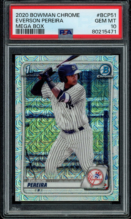 EVERSON PEREIRA PSA 10 2020 Bowman Chrome Prospects Mega Box #BCP51 Baseball Base Graded Cards Prospect - Hobby Gems