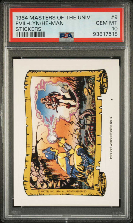 EVIL - LYN & HE - MAN PSA 10 1984 Masters of the Universe Sticker #9 C5 Masters of the Universe Graded Cards Sticker - Hobby Gems