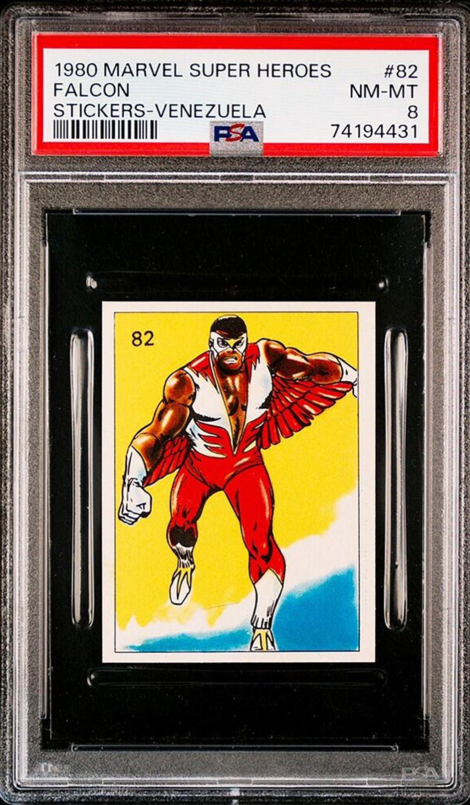 FALCON PSA 8 1980 Marvel Super Heroes Stickers Venezuela #82 Marvel Graded Cards Sticker - Hobby Gems