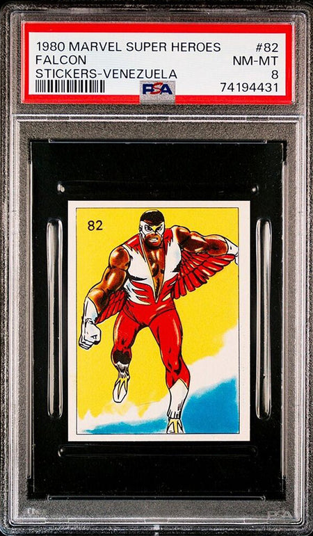 FALCON PSA 8 1980 Marvel Super Heroes Stickers Venezuela #82 Marvel Graded Cards Sticker - Hobby Gems