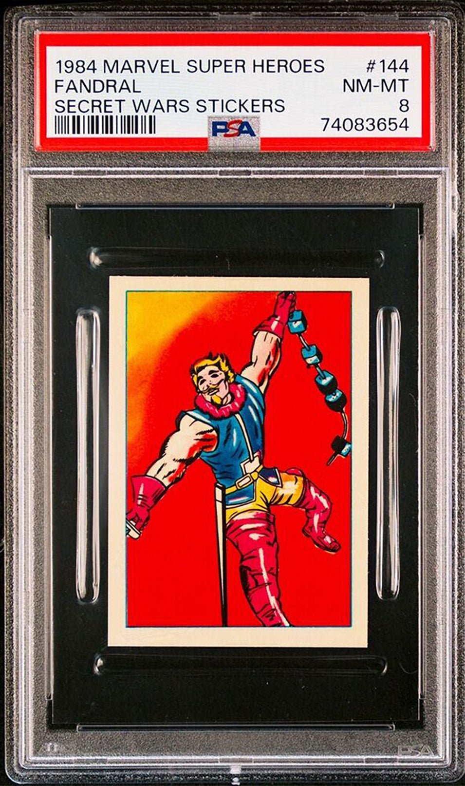FANDRAL PSA 8 1984 Marvel Super Heroes Secret Wars Stickers #144 Marvel Graded Cards Sticker - Hobby Gems