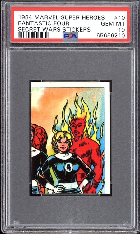 FANTASTIC FOUR PSA 10 1984 Marvel Super Heroes Secret Wars Stickers #10 C1 Marvel Graded Cards Sticker - Hobby Gems