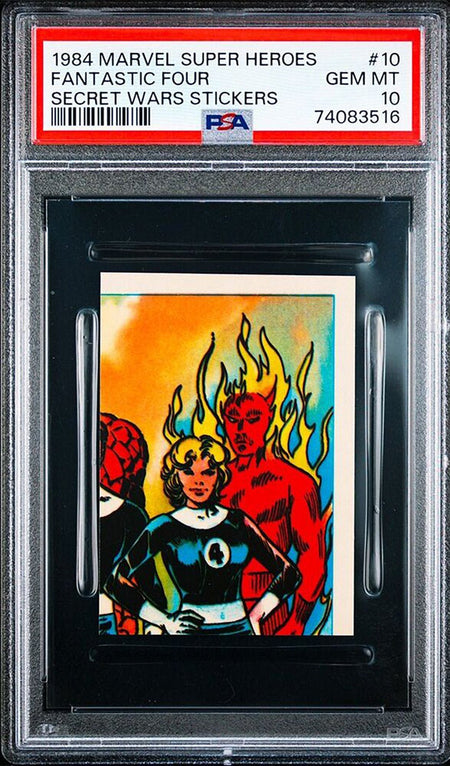 FANTASTIC FOUR PSA 10 1984 Marvel Super Heroes Secret Wars Stickers #10 C2 Marvel Graded Cards Sticker - Hobby Gems