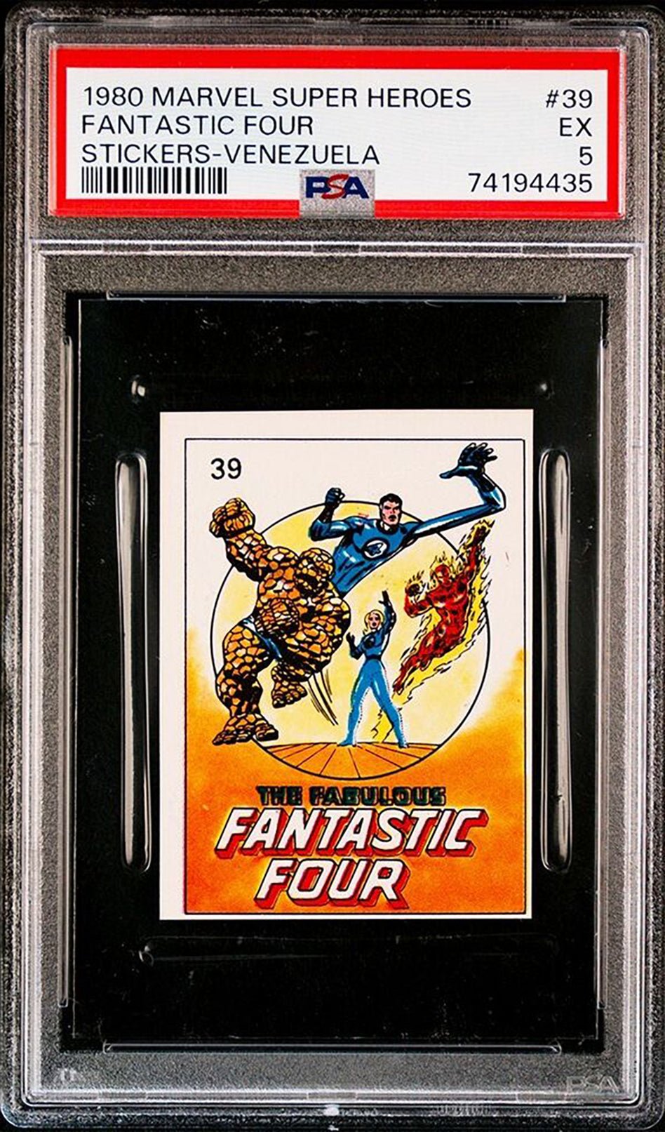 FANTASTIC FOUR PSA 5 1980 Marvel Super Heroes Stickers-Venezuela #39 C2 Marvel Graded Cards Sticker - Hobby Gems