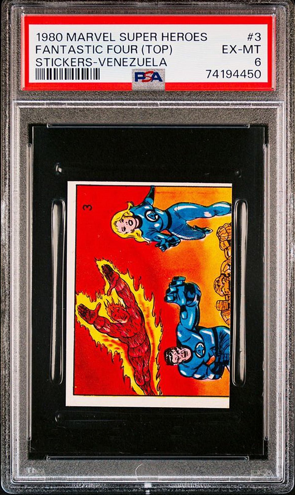 FANTASTIC FOUR PSA 6 1980 Marvel Super Heroes Stickers-Venezuela #3 Marvel Graded Cards Sticker - Hobby Gems