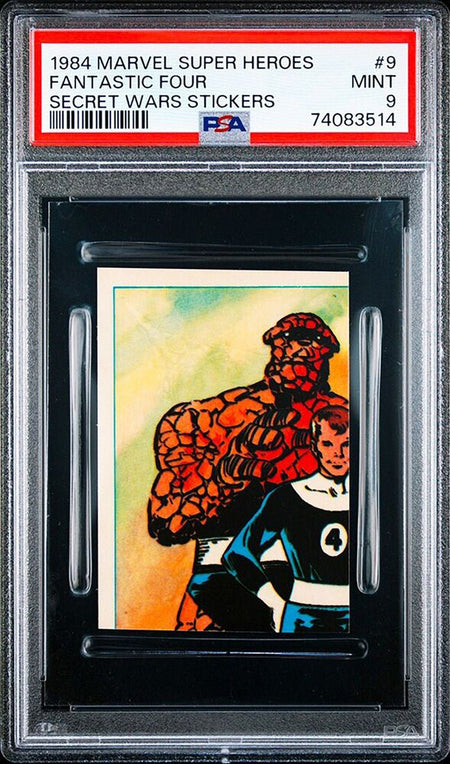 FANTASTIC FOUR PSA 9 1984 Marvel Super Heroes Secret Wars Stickers #9 Marvel Graded Cards Sticker - Hobby Gems