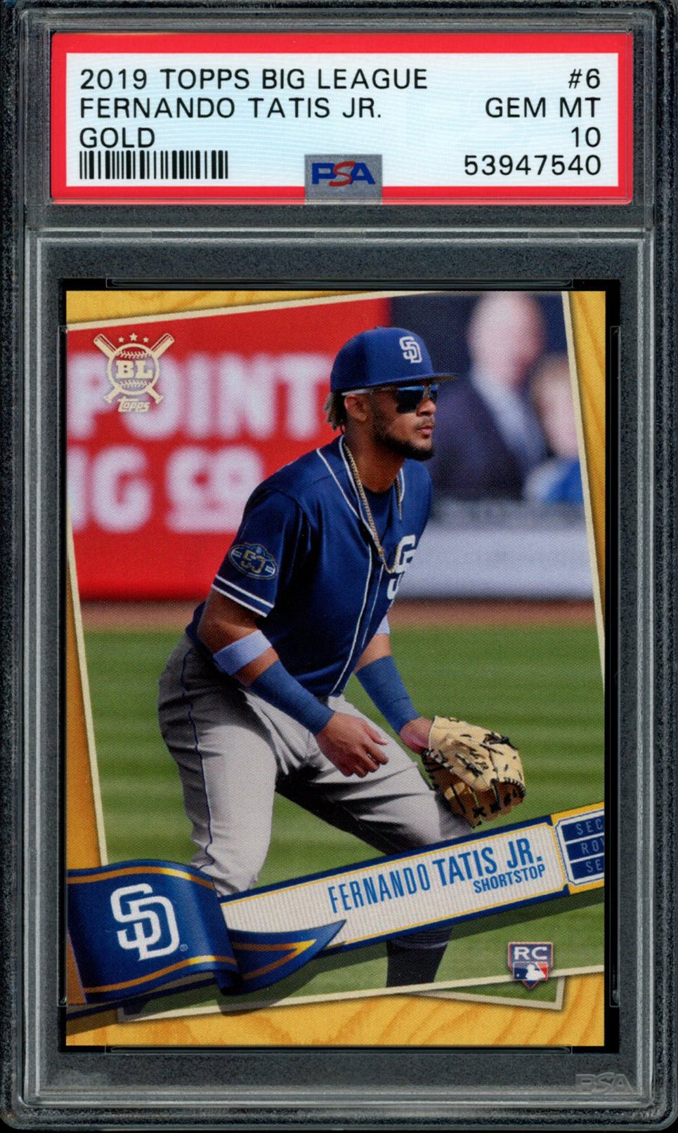 FERNANDO TATIS JR PSA 10 2019 Topps Big League Gold RC #6 Baseball Graded Cards Parallel RC - Hobby Gems