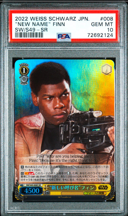 FINN PSA 10 2022 Weiss Schwarz Star Wars "New Name" #008 SR Star Wars Graded Cards Short Print - Hobby Gems