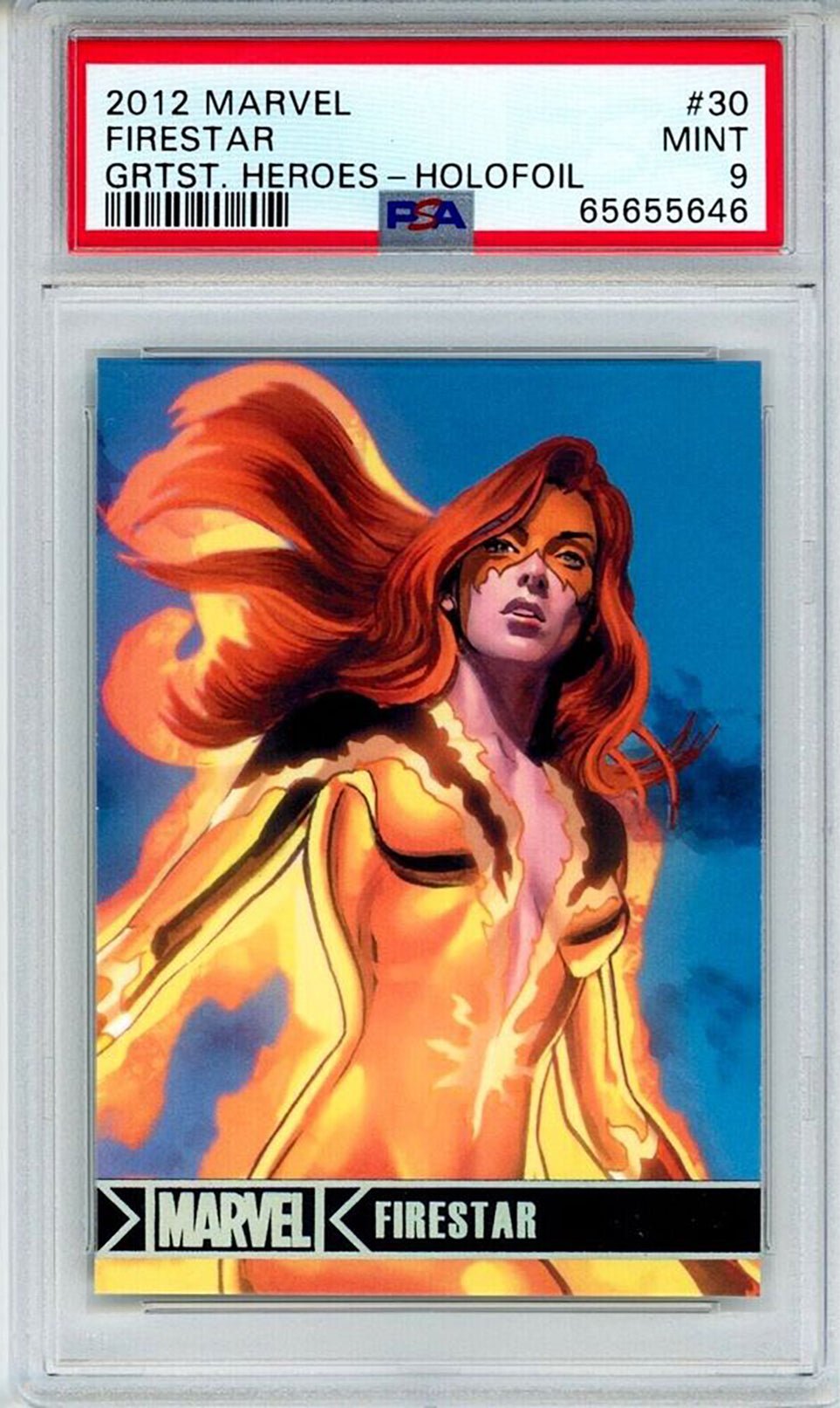 FIRESTAR PSA 9 2012 Rittenhouse Marvel Greatest Heroes Holofoil #30 Marvel Graded Cards Parallel - Hobby Gems