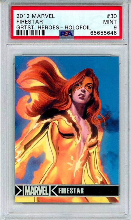 FIRESTAR PSA 9 2012 Rittenhouse Marvel Greatest Heroes Holofoil #30 Marvel Graded Cards Parallel - Hobby Gems