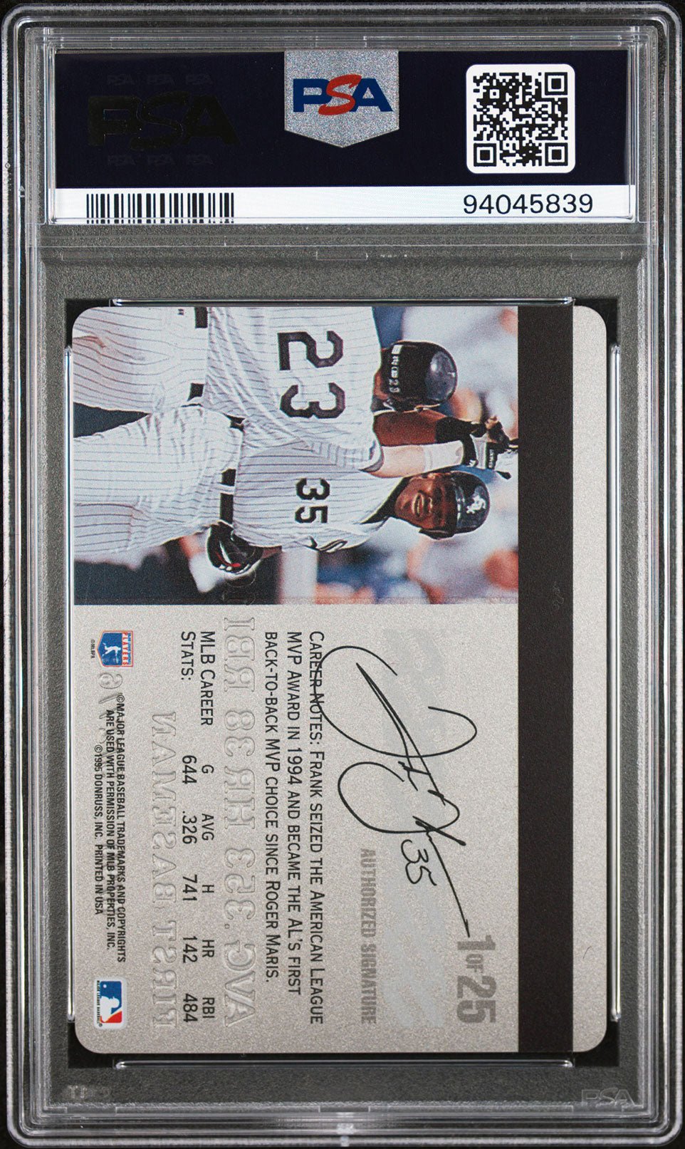 FRANK THOMAS PSA 10 1995 Studio Platinum Series #1 Baseball Graded Cards Parallel - Hobby Gems