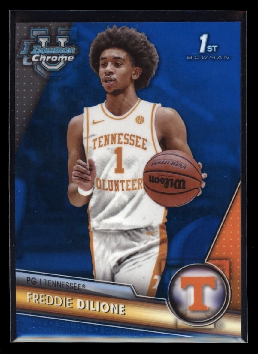FREDDIE DILIONE 2023-24 Bowman Chrome University Blue Refractor #53/199 Basketball Parallel Serial Numbered - Hobby Gems