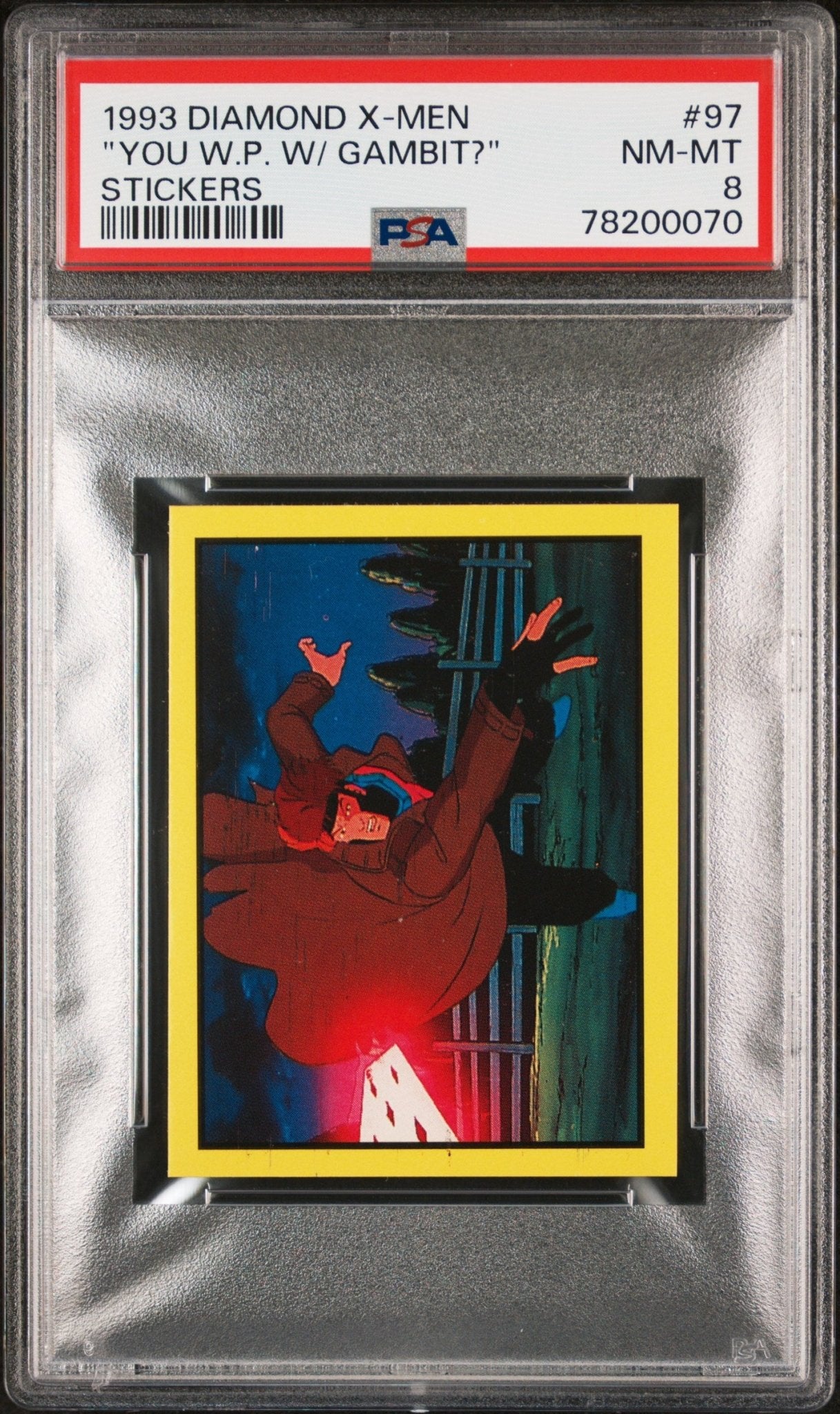 GAMBIT PSA 8 1993 Diamond Marvel X-Men Sticker #97 C1 Marvel Graded Cards Sticker - Hobby Gems