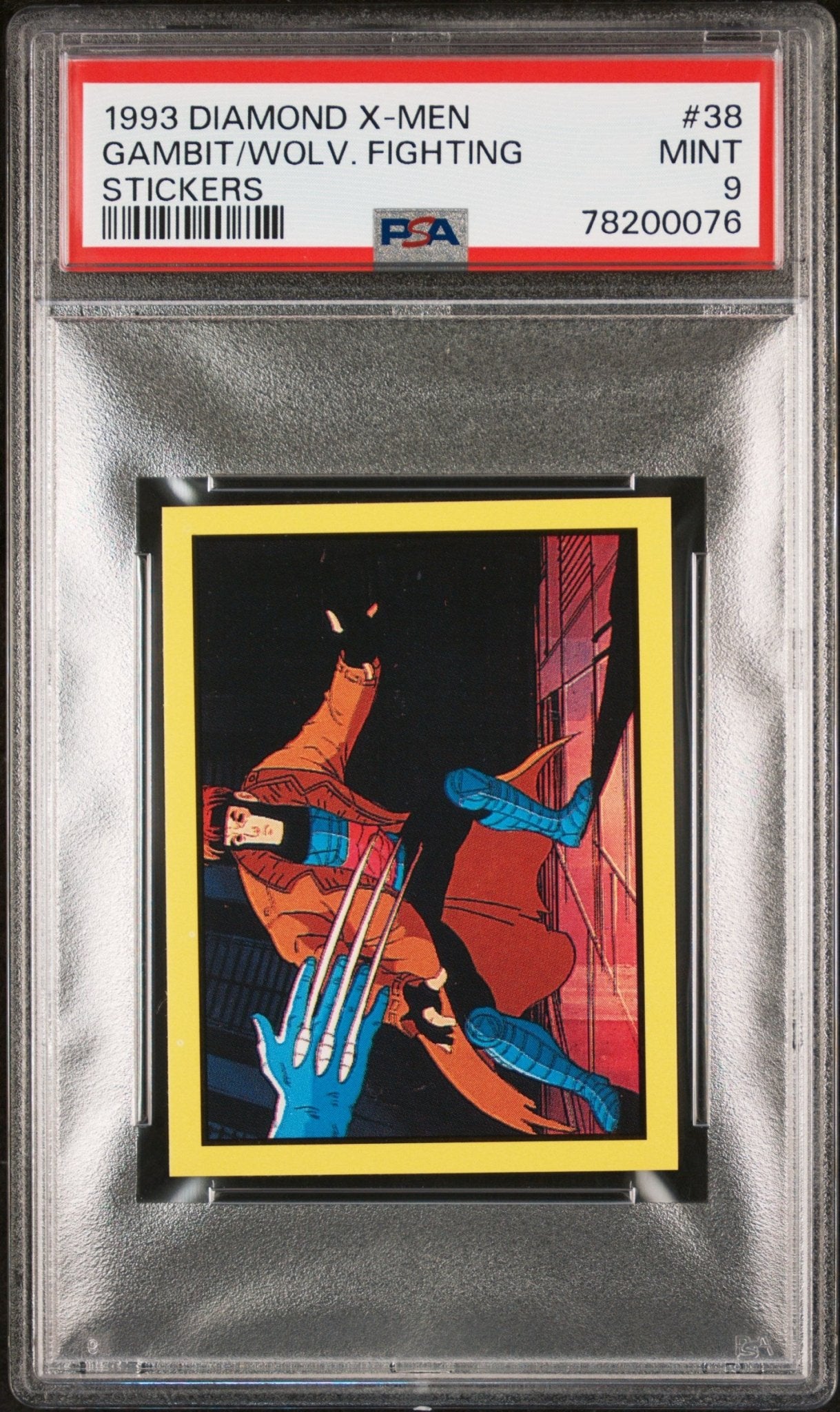 GAMBIT WOLVERINE PSA 9 1993 Diamond Marvel X-Men Sticker #38 Marvel Graded Cards Sticker - Hobby Gems