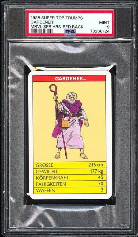 GARDENER PSA 9 1988 Super Top Trumps Marvel Super Heroes Red Back Marvel Base Graded Cards - Hobby Gems