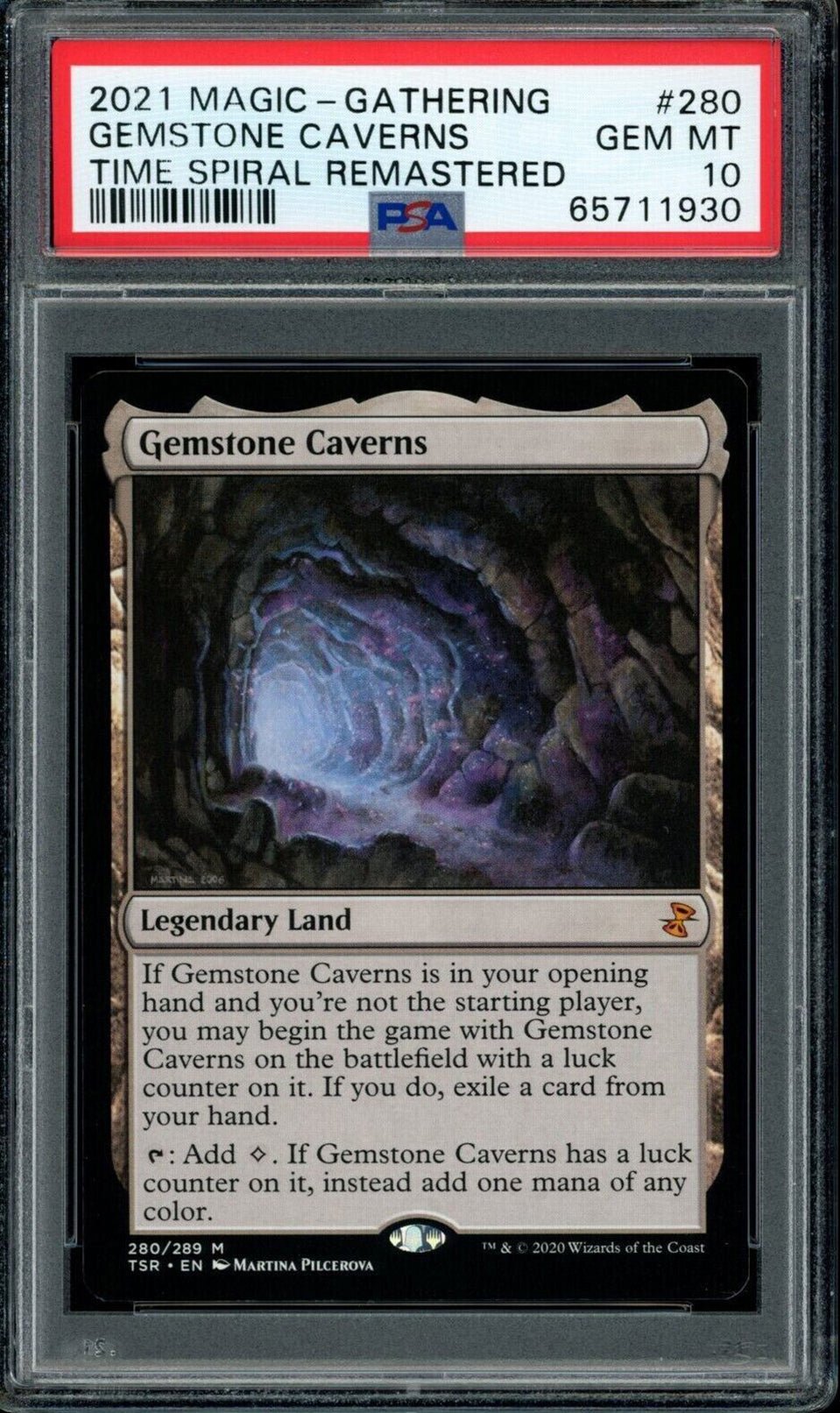 GEMSTONE CAVERNS PSA 10 2021 Time Spiral Remastered Magic the Gathering Mythic 280 C2 Magic the Gathering Base Graded Cards - Hobby Gems