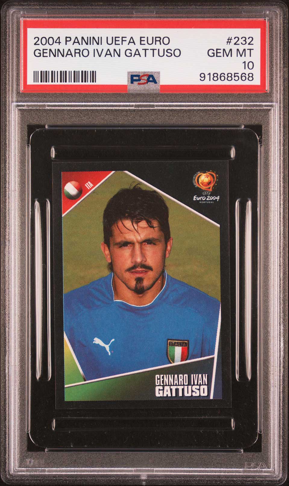 GENNARO IVAN GATTUSO PSA 10 2004 Panini UEFA Euro Sticker #232 Soccer Graded Cards Sticker - Hobby Gems