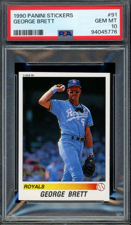 GEORGE BRETT PSA 10 1990 Panini Sticker #91 Baseball Graded Cards Sticker - Hobby Gems