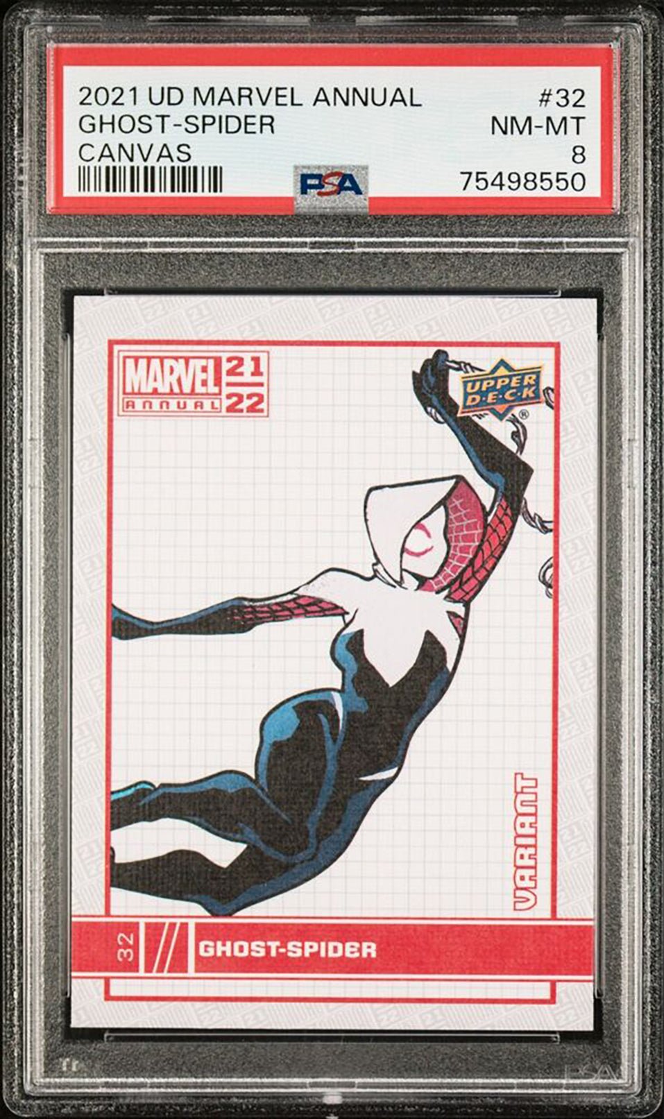 GHOST-SPIDER PSA 8 2021-22 Upper Deck Marvel Annual Canvas Variant #32 C2 Marvel Graded Cards Parallel - Hobby Gems