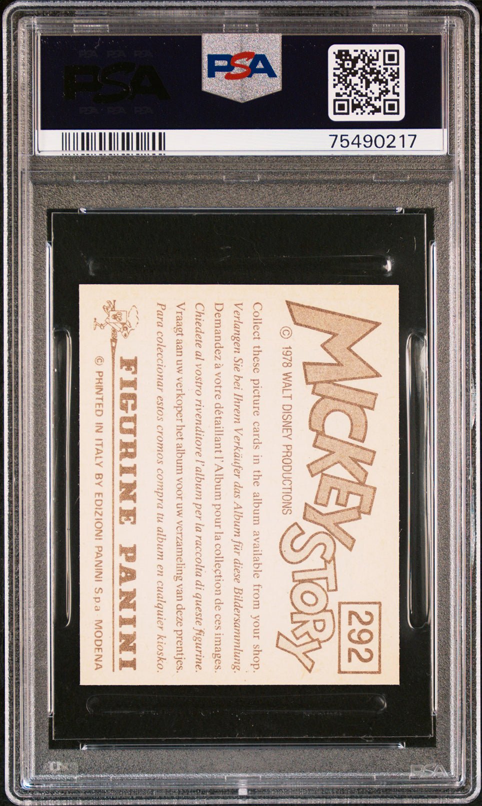 GOOFY PSA 10 1978 Panini Mickey Story Sticker #292 Disney Base Graded Cards - Hobby Gems