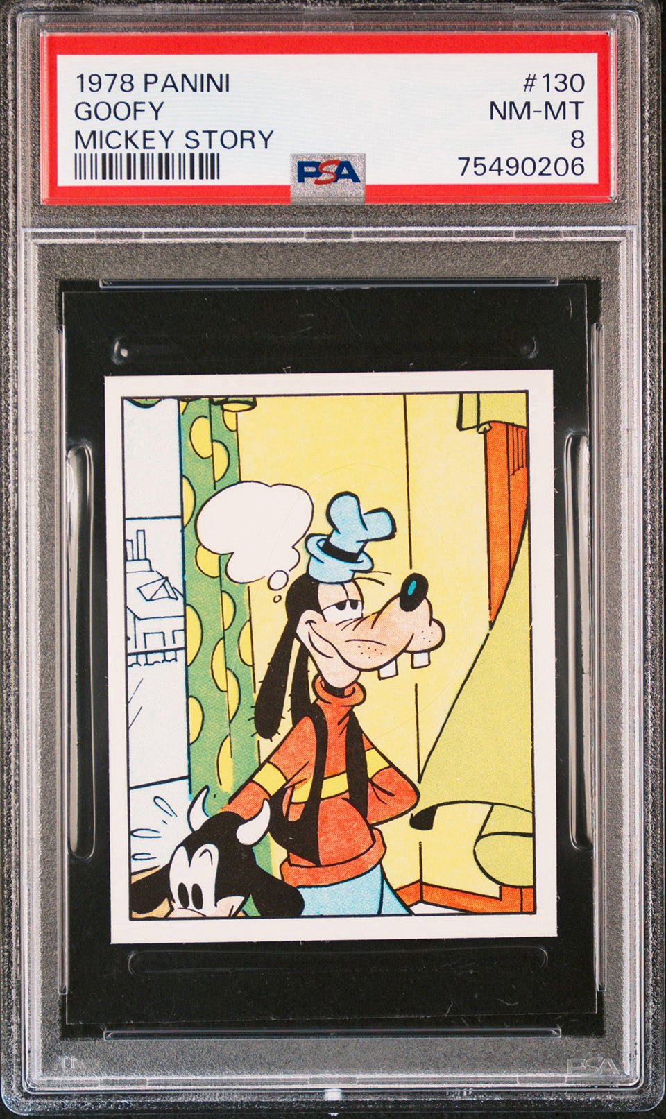 GOOFY PSA 8 1978 Panini Mickey Story Sticker #130 Disney Base Graded Cards - Hobby Gems