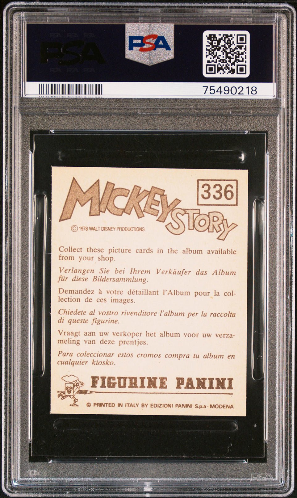 GOOFY PSA 9 1978 Panini Mickey Story Sticker #336 Disney Base Graded Cards - Hobby Gems