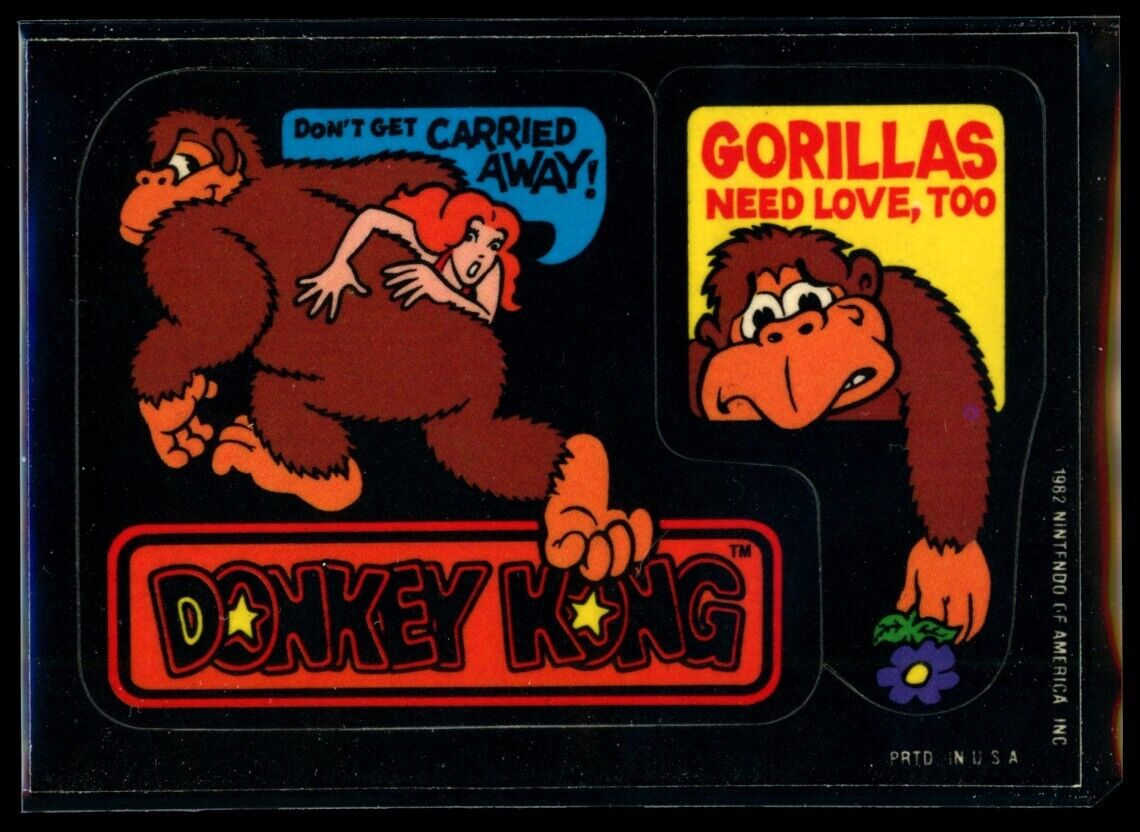 GORILLAS NEED LOVE, TOO Princess Peach 1982 Topps Donkey Kong Sticker NM C3 Nintendo Sticker - Hobby Gems