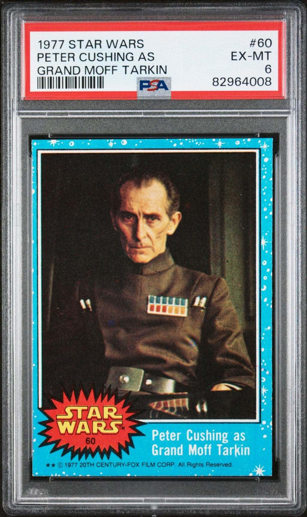 GRAND MOFF TARKIN PSA 6 1977 Topps Star Wars Peter Cushing #60 Star Wars Base Graded Cards - Hobby Gems