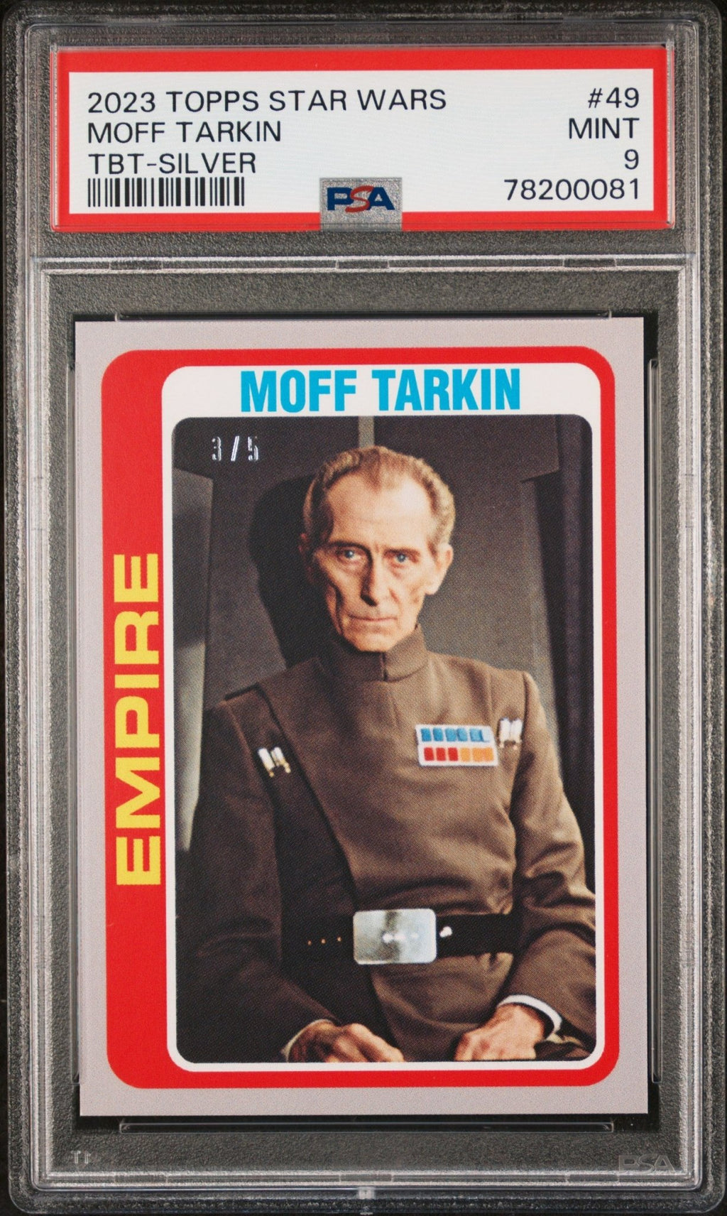 GRAND MOFF TARKIN PSA 9 2023 Topps Star Wars Throwback Thursday Silver #49 3/5 Star Wars Graded Cards Parallel Serial Numbered - Hobby Gems