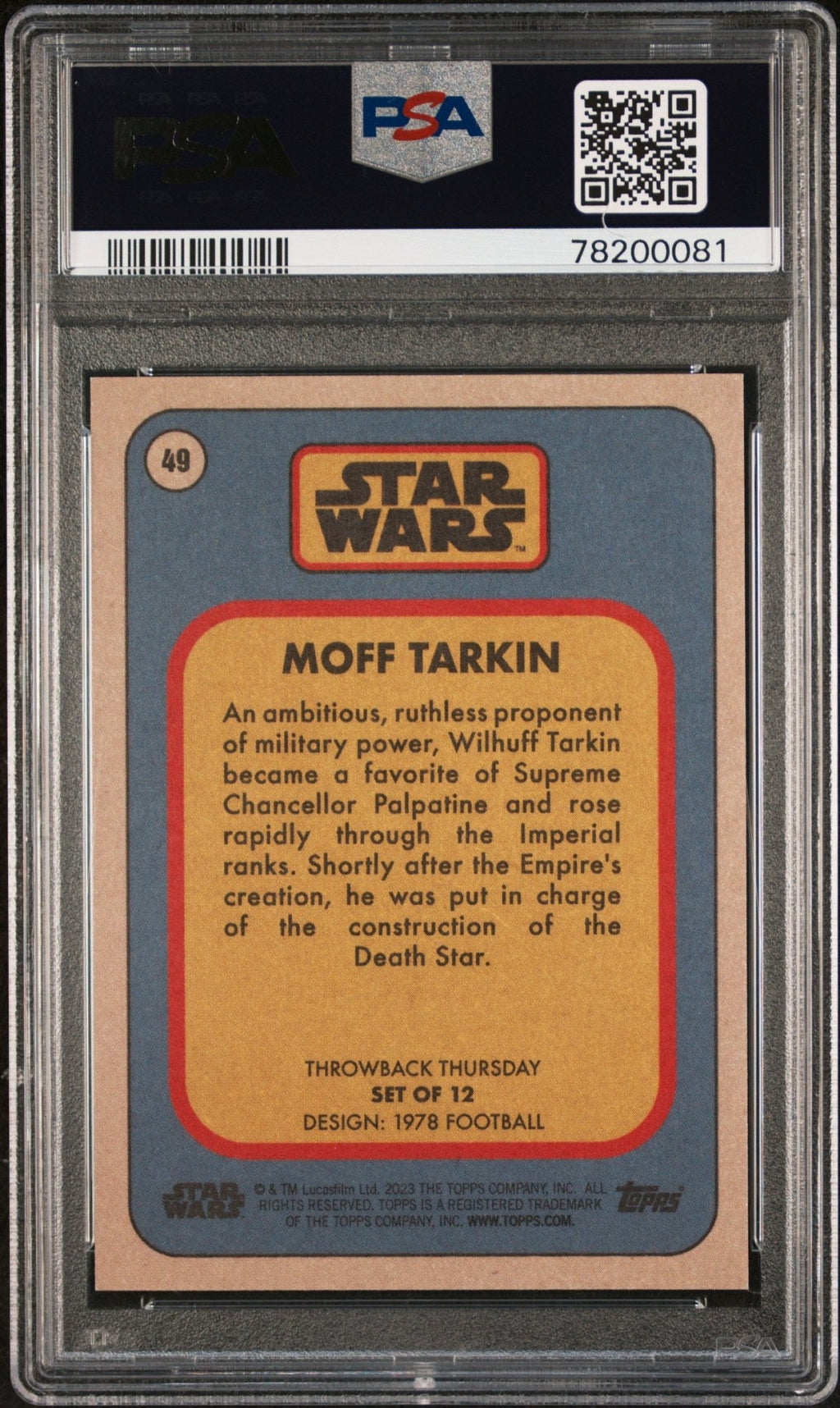 GRAND MOFF TARKIN PSA 9 2023 Topps Star Wars Throwback Thursday Silver #49 3/5 Star Wars Graded Cards Parallel Serial Numbered - Hobby Gems