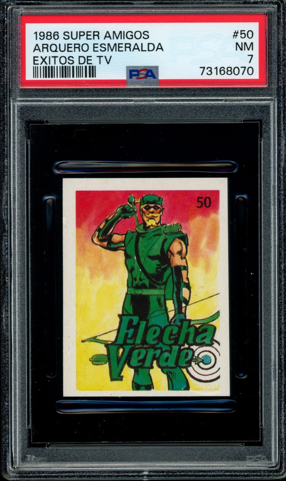 GREEN ARROW PSA 7 1986 Reyauca Super Amigos Exitos de TV #50 C1 DC Comics Base Graded Cards - Hobby Gems