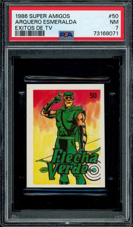 GREEN ARROW PSA 7 1986 Reyauca Super Amigos Exitos de TV #50 C2 DC Comics Base Graded Cards - Hobby Gems