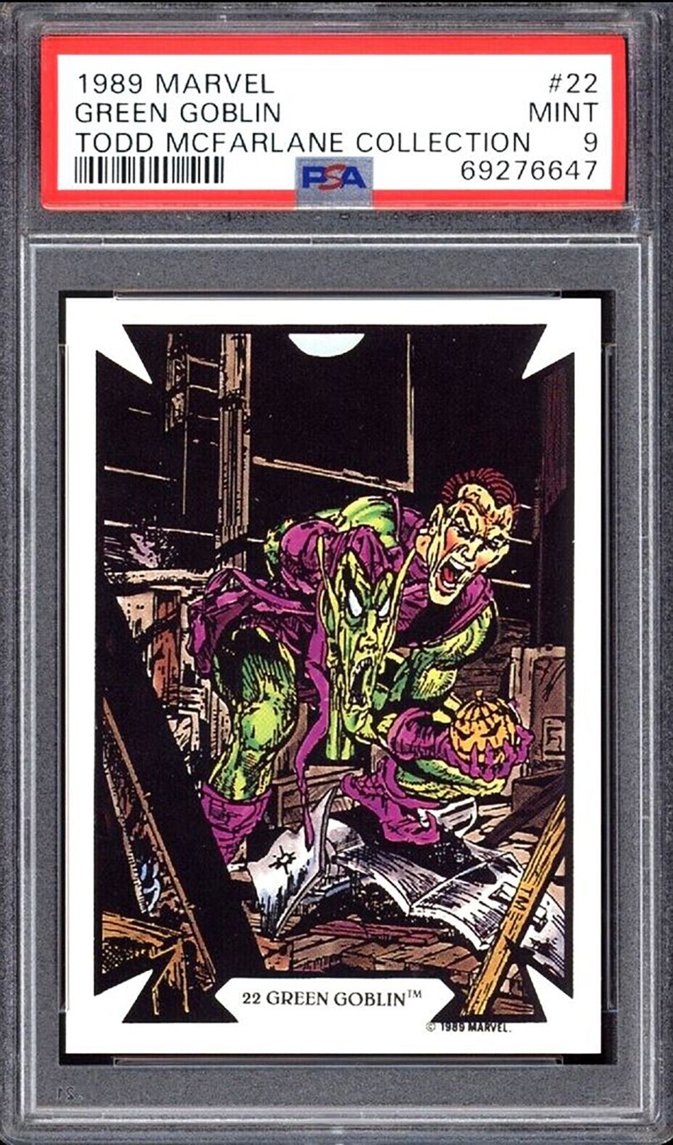 GREEN GOBLIN PSA 9 1989 Marvel Todd McFarlane Collection #22 Marvel Base Graded Cards - Hobby Gems