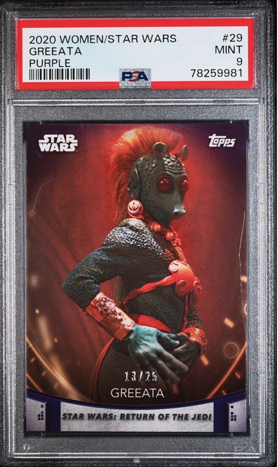 GREETA PSA 9 2020 Topps Women of Star Wars Purple #29 13/25 Star Wars Graded Cards Parallel Serial Numbered - Hobby Gems