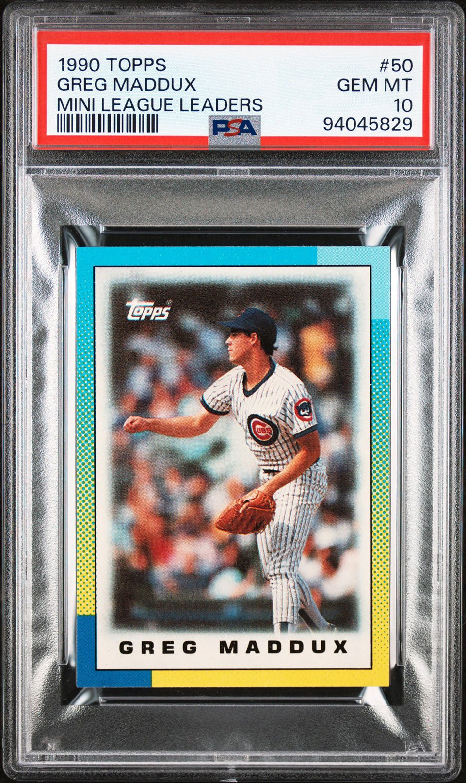 GREG MADDUX PSA 10 1990 Topps Mini League Leaders #50 C2 Baseball Base Graded Cards - Hobby Gems