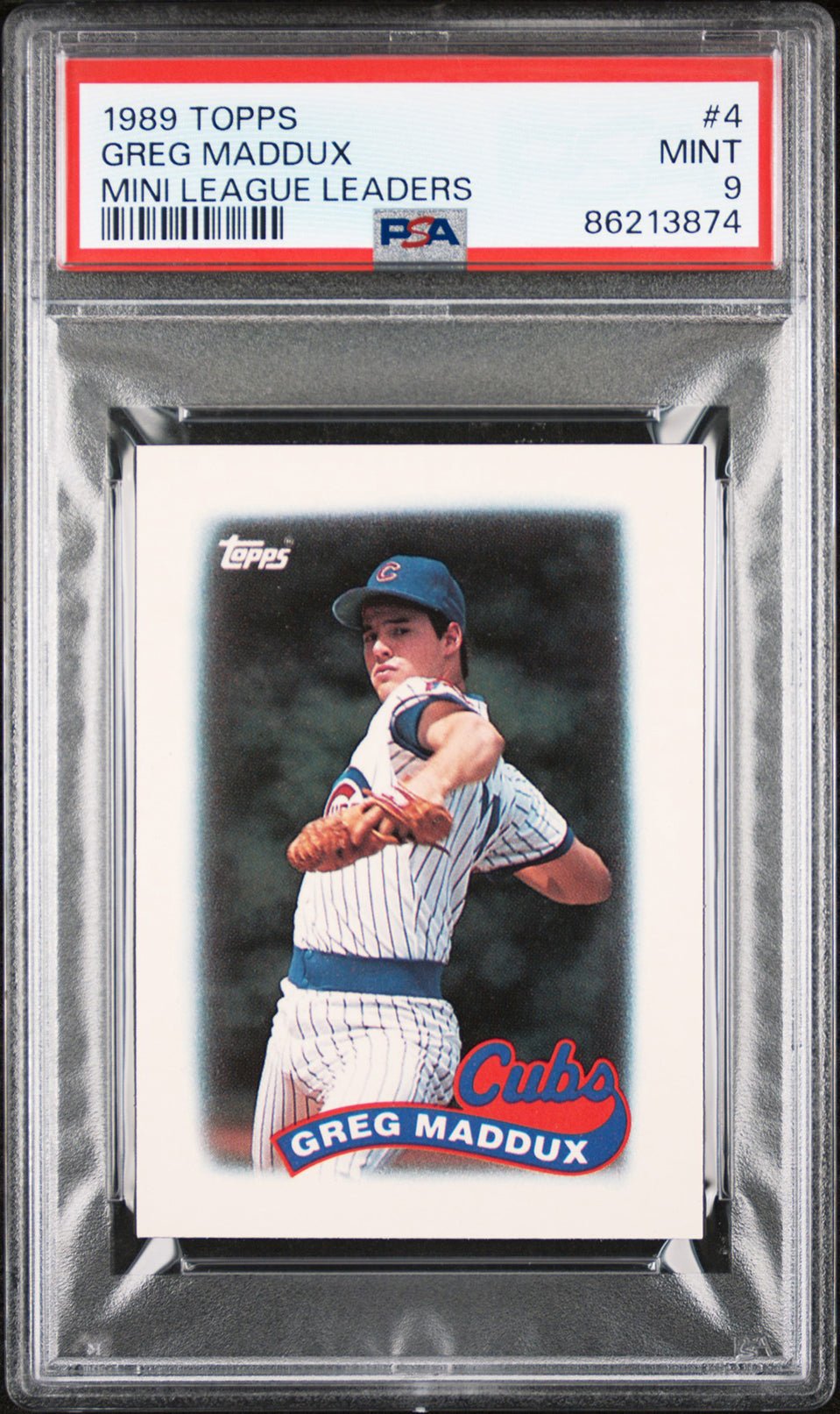 GREG MADDUX PSA 9 1989 Topps Mini League Leaders #4 Baseball Base Graded Cards - Hobby Gems