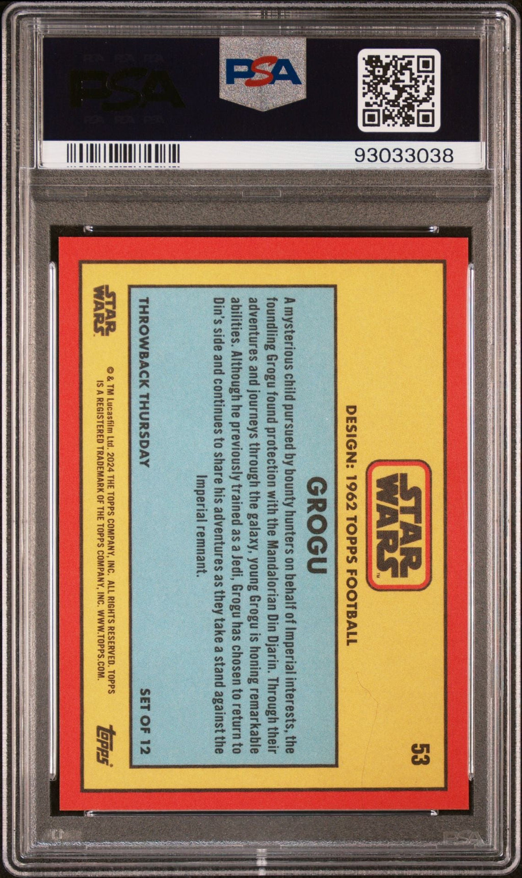 GROGU PSA 10 2024 Topps Star Wars Throwback Thursday TBT #53 C2 Star Wars Base Graded Cards - Hobby Gems