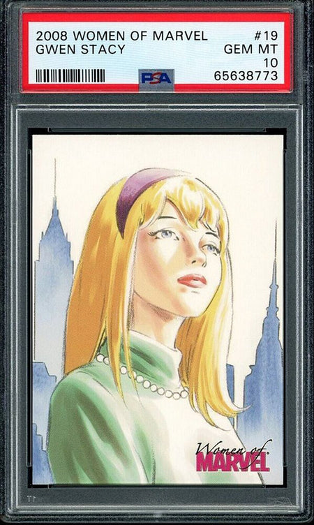 GWEN STACY PSA 10 2008 Rittenhouse Women of Marvel #19 C2 Marvel Base Graded Cards - Hobby Gems