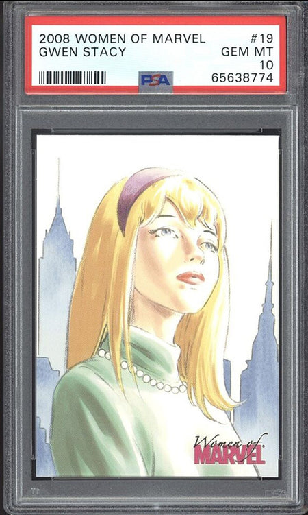 GWEN STACY PSA 10 2008 Rittenhouse Women of Marvel #19 C3 Marvel Base Graded Cards - Hobby Gems