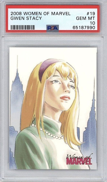 GWEN STACY PSA 10 2008 Rittenhouse Women of Marvel #19 C4 Marvel Base Graded Cards - Hobby Gems