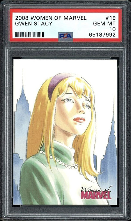 GWEN STACY PSA 10 2008 Rittenhouse Women of Marvel #19 C5 Marvel Base Graded Cards - Hobby Gems