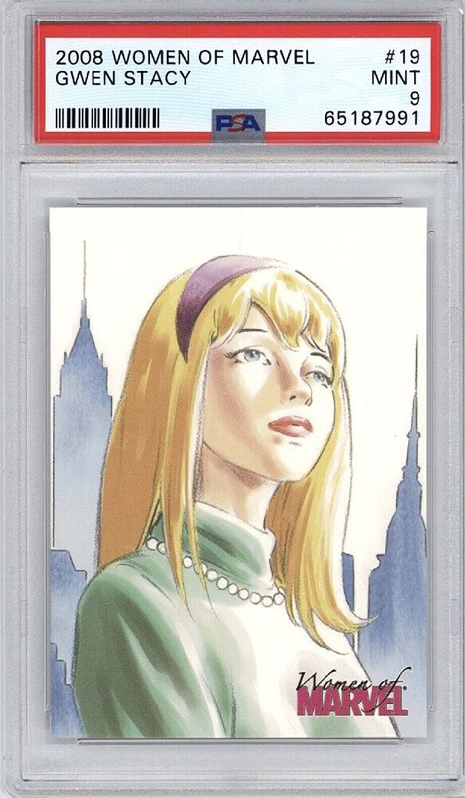 GWEN STACY PSA 9 2008 Rittenhouse Women of Marvel #19 Marvel Base Graded Cards - Hobby Gems