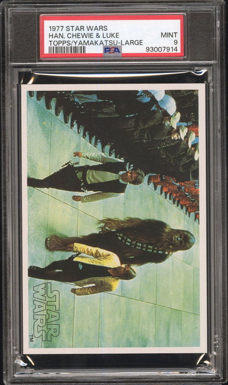 HAN CHEWIE LUKE PSA 9 1977 Star Wars Topps Yamakatsu Large C2 Star Wars Base Graded Cards - Hobby Gems