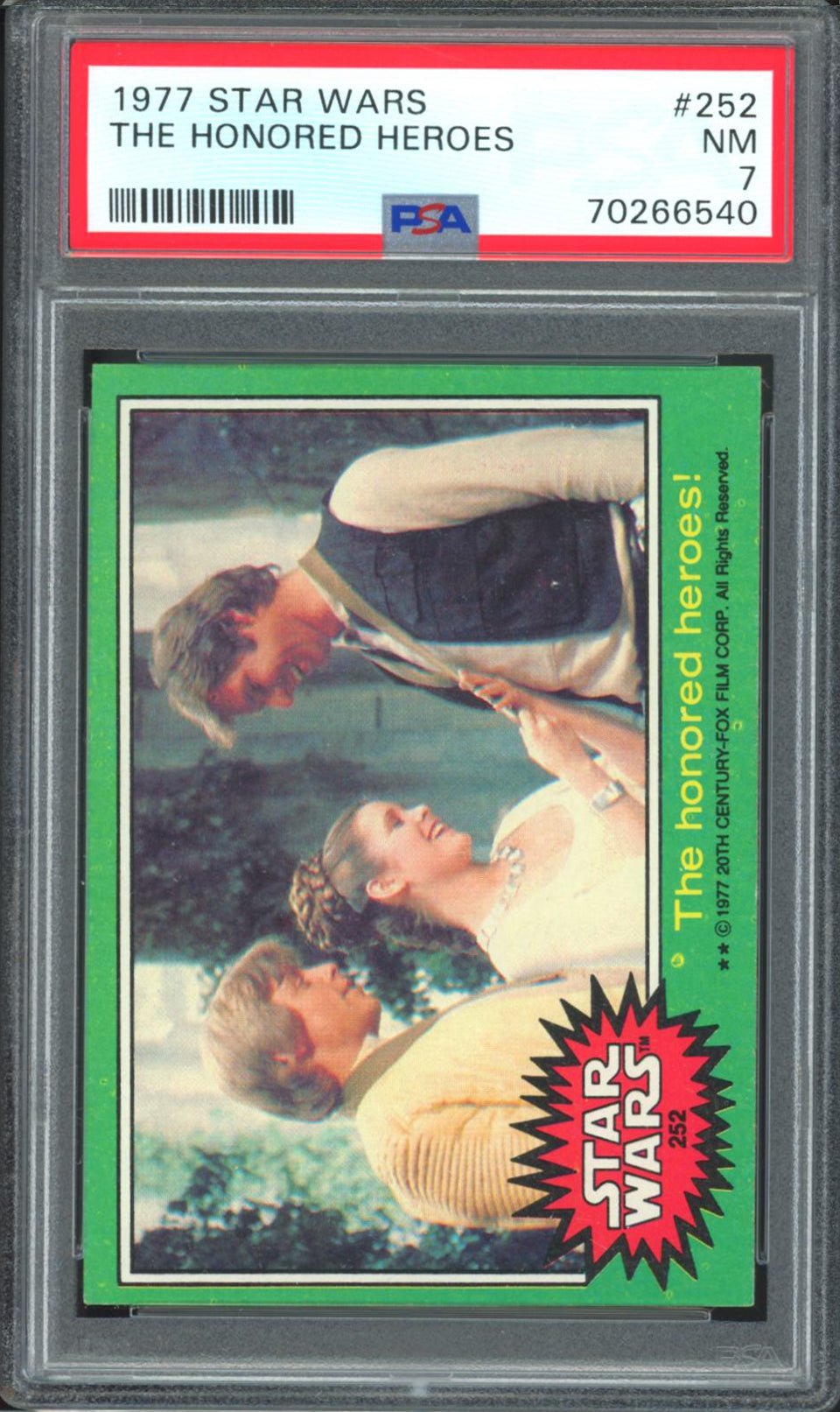 HAN LUKE LEIA PSA 7 1977 STAR WARS THE HONORED HEROES #252 Star Wars Base Graded Cards - Hobby Gems